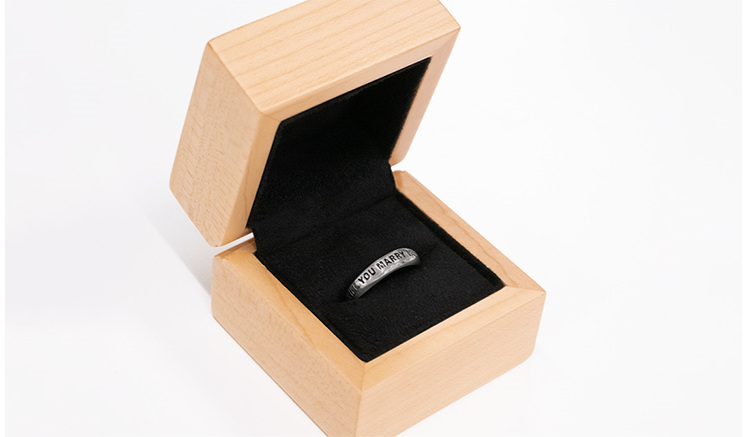 Wilshi Classic Proposal Ring in Natural Handmade Wooden Box