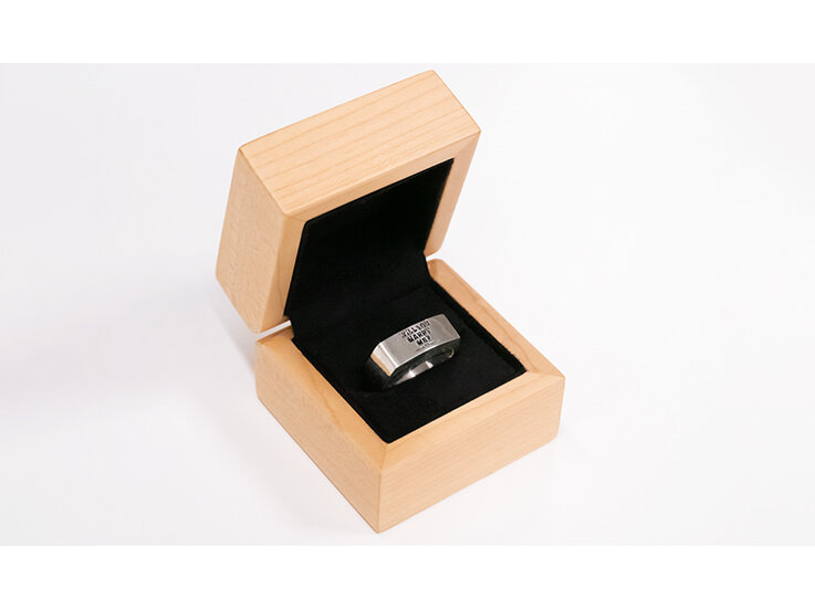 Wilshi Metro Proposal Ring in handmade natural wooden box