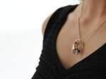 Wilshi Shell Proposal Ring on sterling silver necklace
