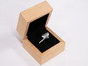 Wilshi Tear Tab Proposal Ring in natural wooden box