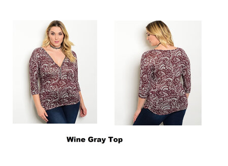 Wine Gray Plus Size Top - avail in XL, 2XL & 3XL