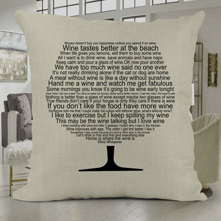 Wine Quotes Cushion Cover