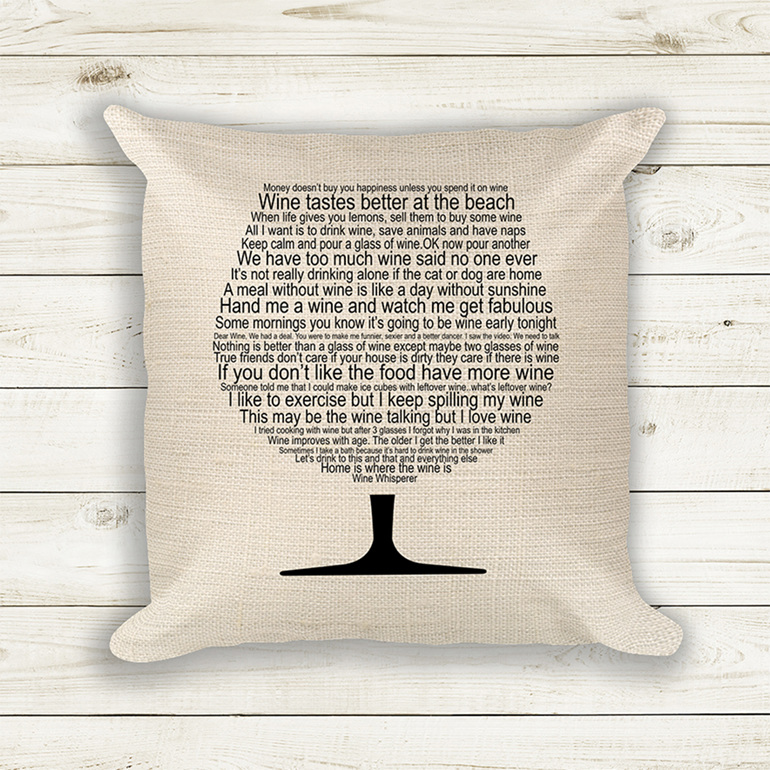 wine quotes cushion cover