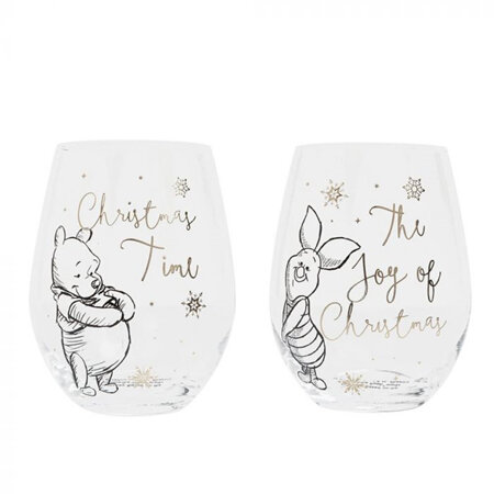 Winnie The Pooh collectible set of 2 Christmas glasses
