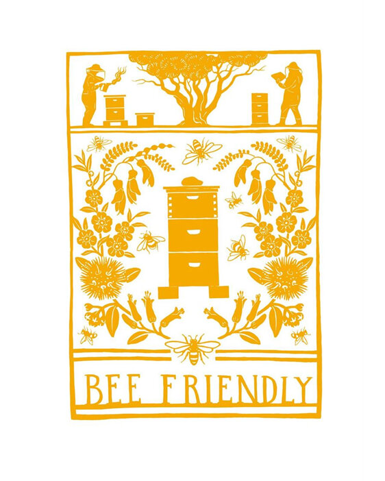 Wolfkamp & Stone Bee Friendly Tea Towel