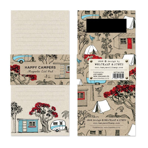Wolfkamp & Stone Magnetic List Pad - Happy Campers