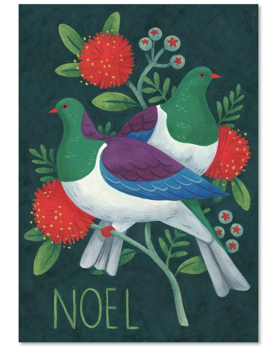 Wolfkamp & Stone  noel kereru wood pigeon pohutukawa Christmas Card
