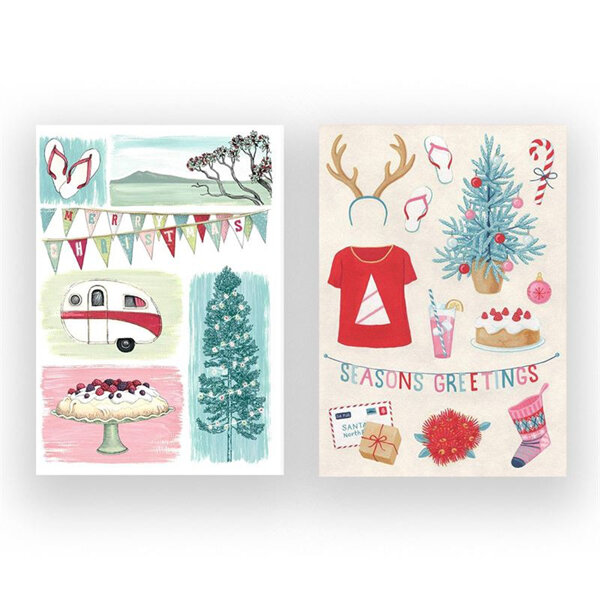 Wolfkamp & Stone - Pavlova & Christmas Icons Tree 8 Christmas Notecards