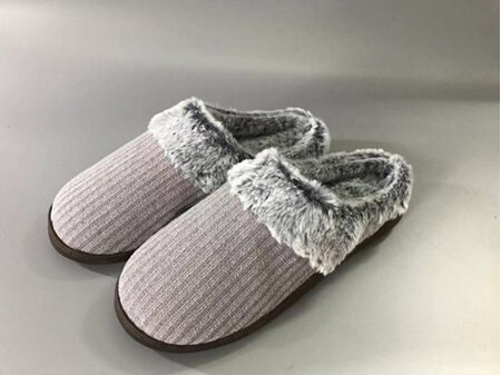 Womens Cotton Fur Slippers Charcoal XSmall (Size 5-6) [8632]