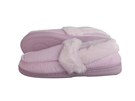 Womens Slippers Pink with Fur Trim Medium (Size 9-10) [8692]