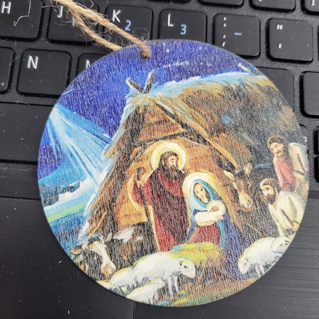 Wooden Christmas decoration - Mary, Jospeh, baby Jesus, sheep