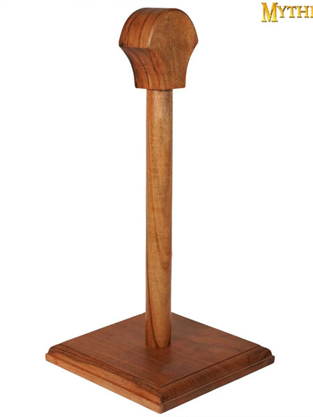 Wooden Helmet Stand with Square Base