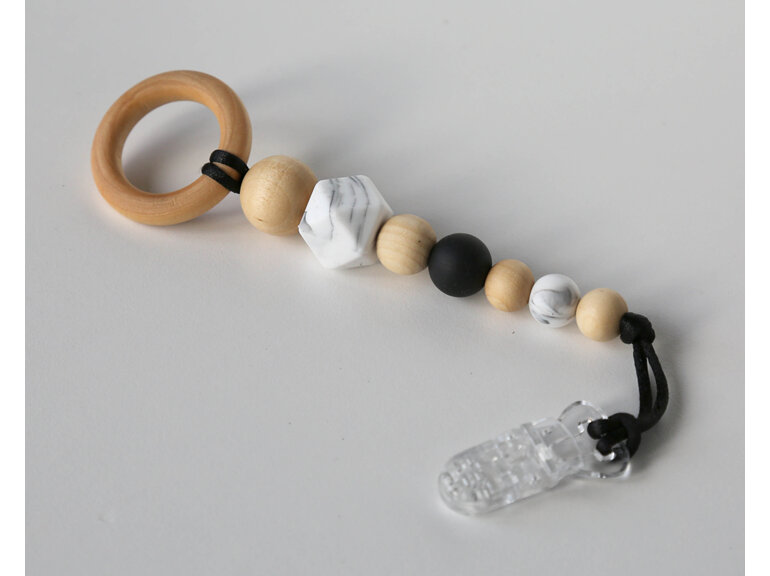 Wooden teether designed and handmade with wood and silicone in Auckland, NZ