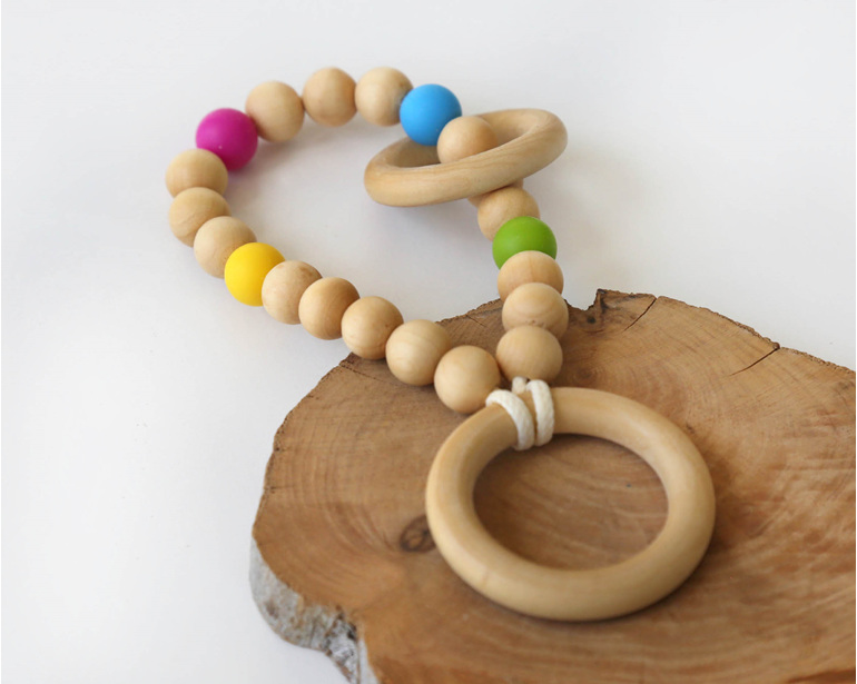Wooden teether keyring designed & handmade with wood/silicone in NZ