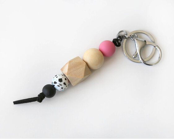 Wooden teether keyring designed & handmade with wood/silicone in NZ