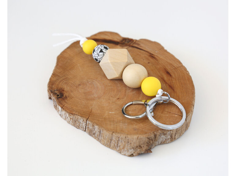 Wooden teether keyring designed & handmade with wood/silicone in NZ