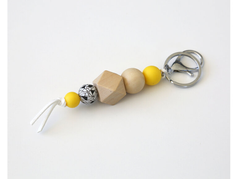 Wooden teether keyring designed & handmade with wood/silicone in NZ