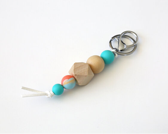 Wooden/silicone teething keyring designed & handmade  in Auckland, NZ