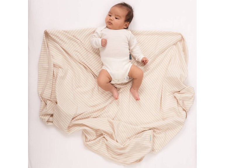 Woolbabe Merino Organic Cotton Swaddle Blanket Dune baby