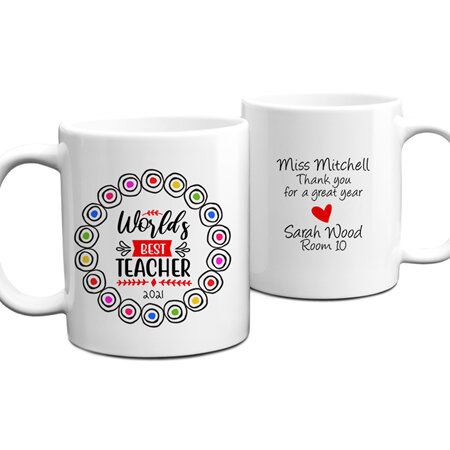 Worlds Best Teacher 1 Personalised Mug
