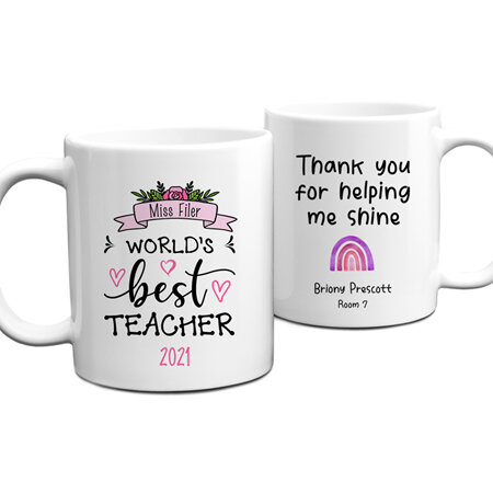 Worlds Best Teacher 2 Personalised Mug