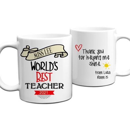 Worlds Best Teacher 3 Personalised Mug