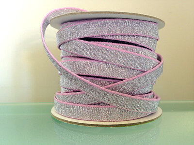 Woven Silver Glitter on Pink Elastic