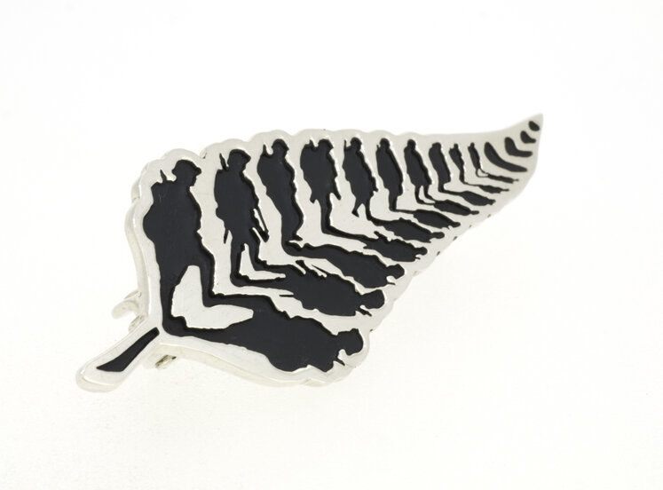 WW100 Nga Tapuwae limited edition sterling silver pin at Te Papa