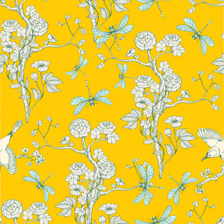 Yellow Chinoiserie Mint Tissue Paper