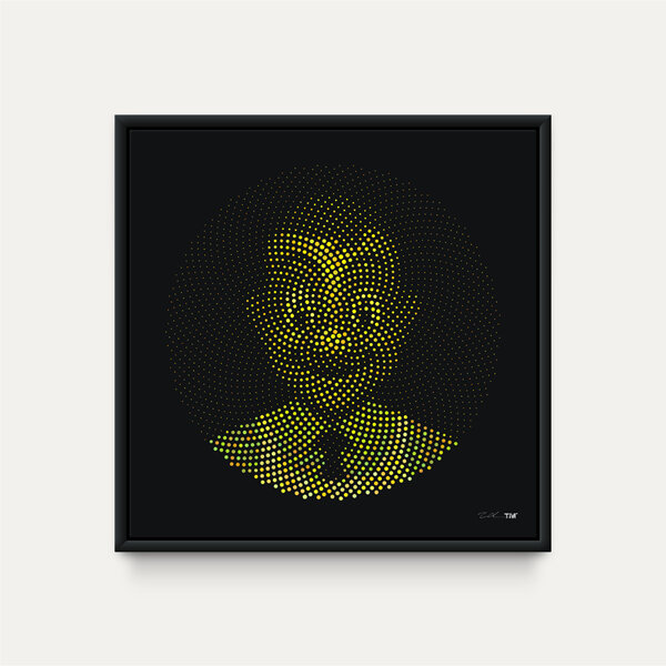 Yellow Four Square Man (polydot) - on black