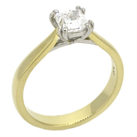 Yellow Gold and Platinum Double Prong Princess Diamond Solitaire Engagement Ring