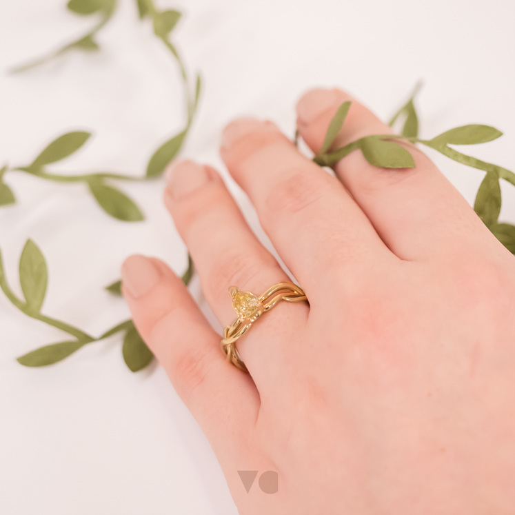 Yellow Gold and Yellow Diamond 'Ivy' Ring On Hand