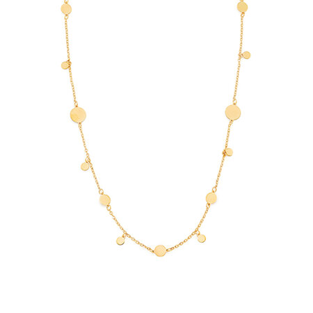 Yellow Gold Mixed Round Disc Necklace