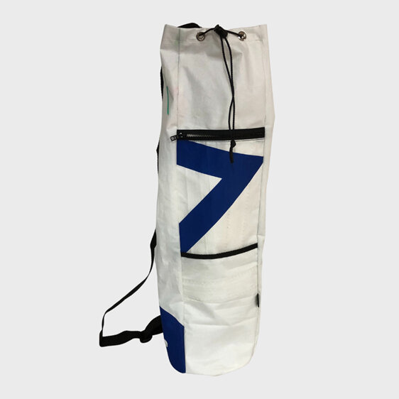 Yoga or pilates bag made from recycled sails with pockets for accessories
