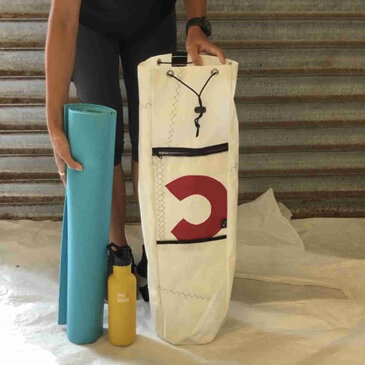 Yoga/pilates mat bag made from upcycled yacht sails