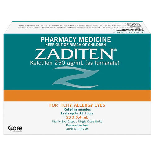 Zaditen Eye Drops Preservative Free 0.4ml 20 Pack