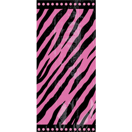 Zebra pink cello bag - 20 pack with ties.