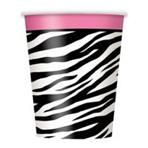 Zebra Pink Party Cups x 8