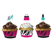 Zebra Print - Cupcake Wraps with Picks x 12