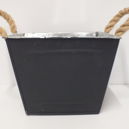 Zinc tub black with rope handles C8327